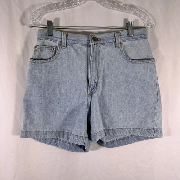 Faded Glory Jean Shorts Womens 10 Light Wash Blue Button Zip Pockets - Picture 1 of 9